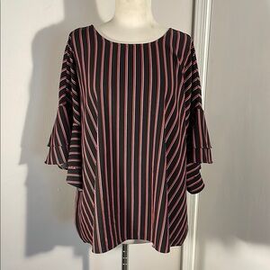 Worthington Black, with Pink,Red and White Stripes Blouse